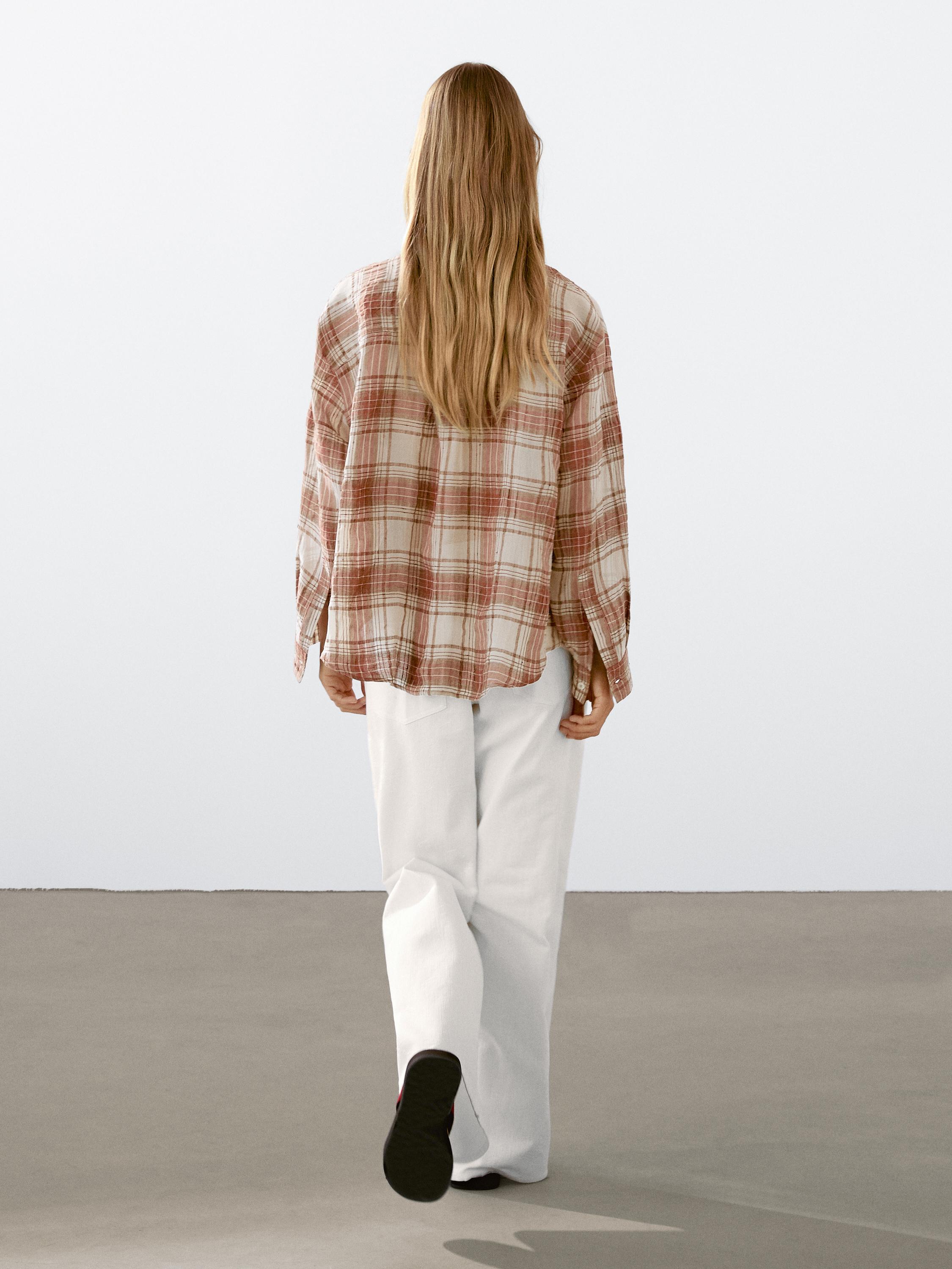 Chemisier oversize col mao à carreaux